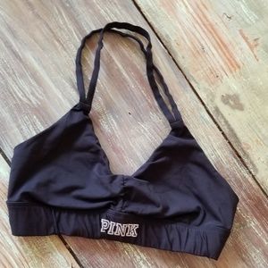 PINK  black sports bra